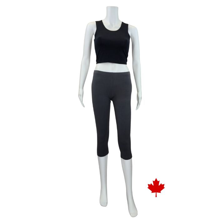 Elle 3/4 length leggings charcoal grey full body front view of leggings on mannequin