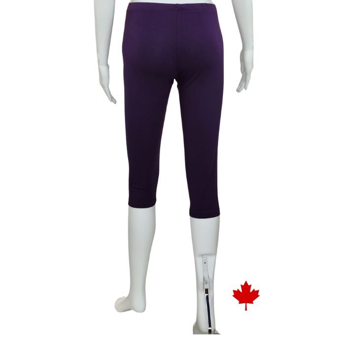 Elle 3/4 length leggings plum purple back view of leggings on mannequin