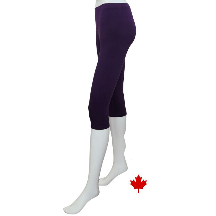 Elle 3/4 length leggings plum purple side view of leggings on mannequin