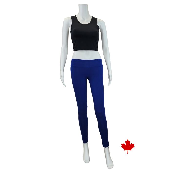 Eve full length yoga leggings indigo blue full body front view of leggings on mannequin