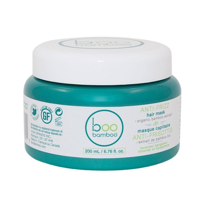 Anti-Frizz Hair Mask boo bamboo front view of 200ml tub.