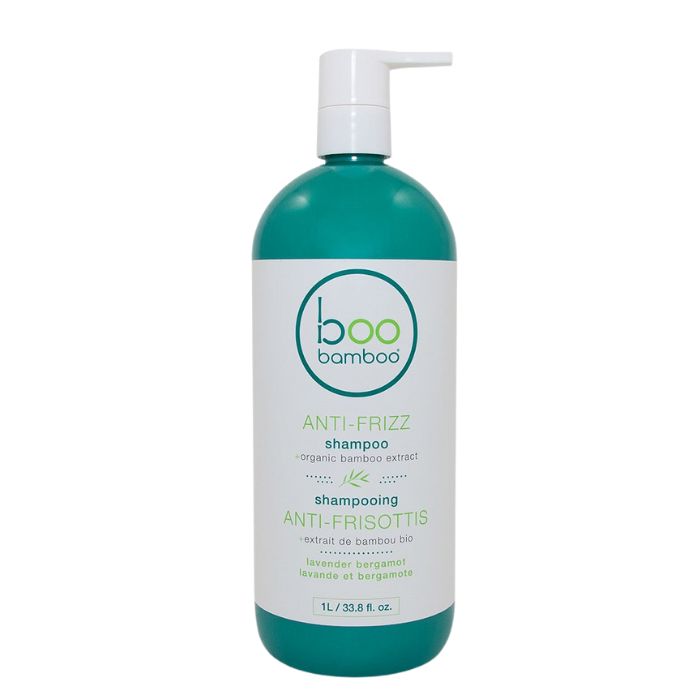 Anti-Frizz shampoo front view of 1L bottle with pump.