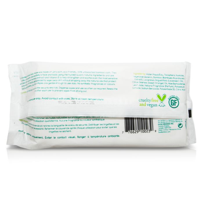Baby wipes 80 pack back view of package