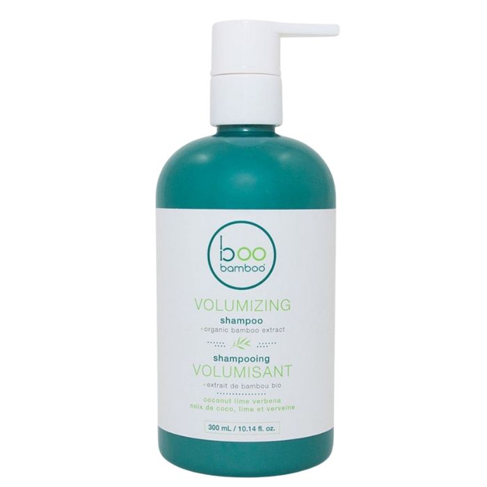 Volumizing shampoo front view of 300ml bottle with pump.