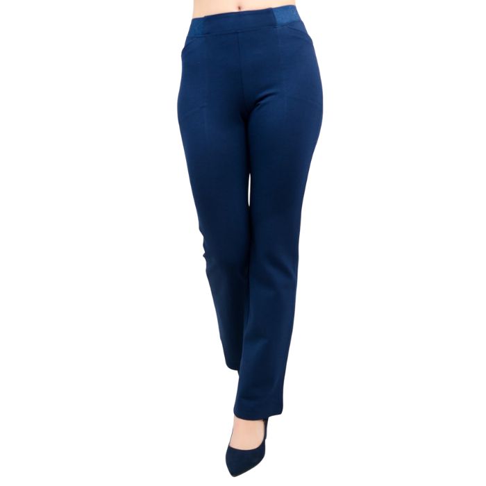bottom of female model wearing indigo blue daya pants front view on white background