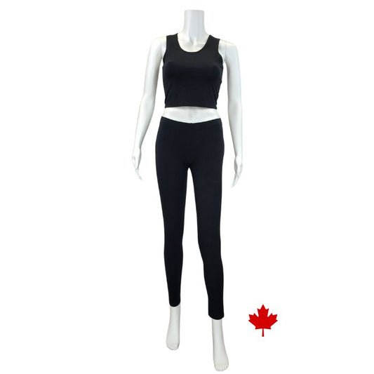 Elle full length leggings black full body front view of leggings on mannequin