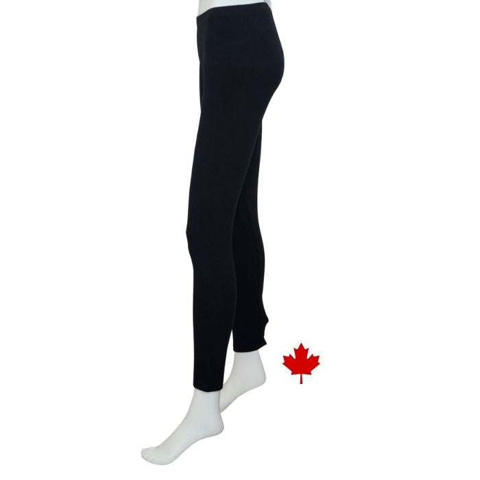 Elle full length leggings black side view of leggings on mannequin