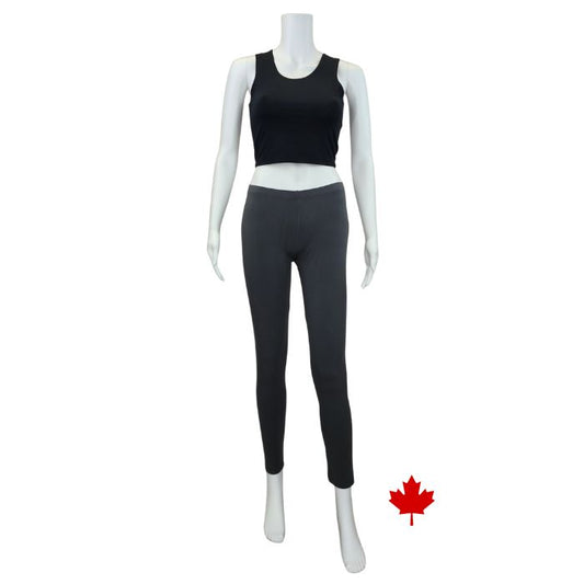 Elle full length leggings charcoal grey full body front view of leggings on mannequin
