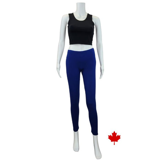Elle full length leggings indigo blue full body front view of leggings on mannequin