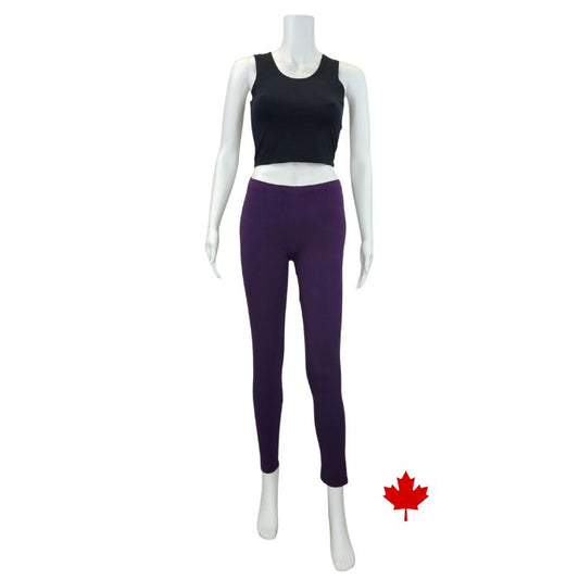 Elle full length leggings plum purple full body front view of leggings on mannequin