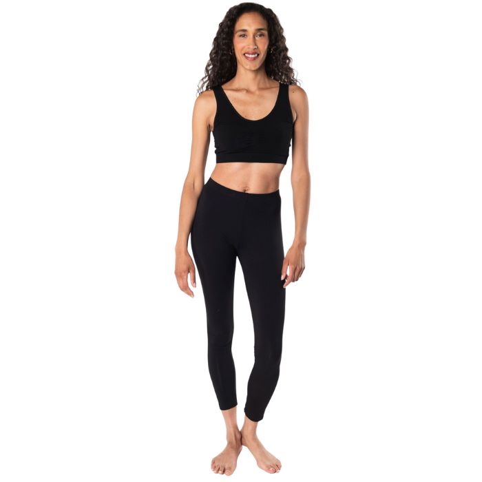 essential bralette black full body front view on model