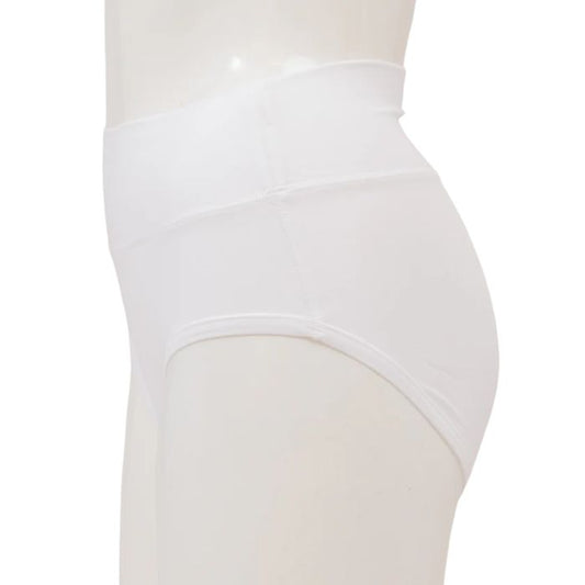 body of white female mannequin wearing snow white la gaunche underwear side view on white background