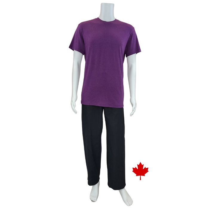 Lex crew neck t-shirt plum purple full body front view on mannequin