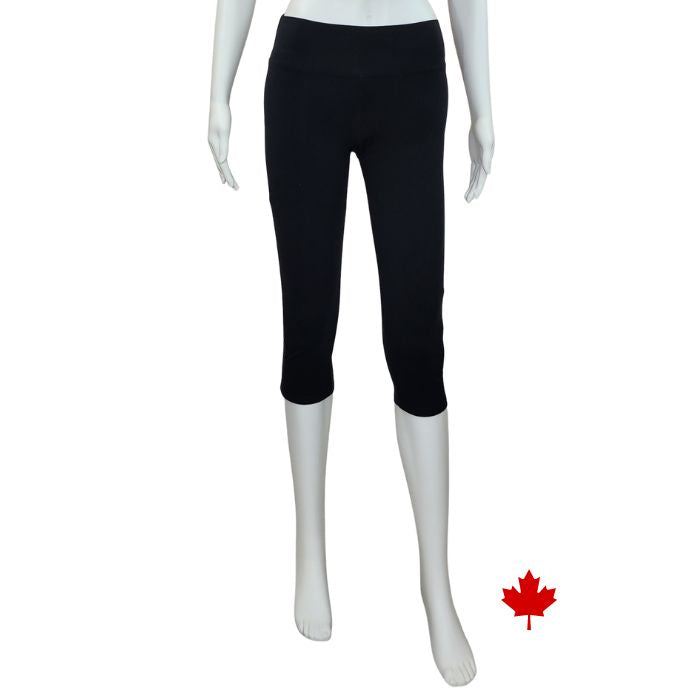 Olivia 3/4 length leggings black front view of leggings on mannequin
