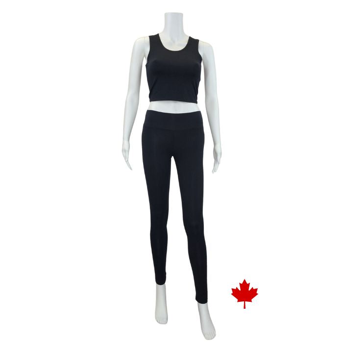 Olivia full length leggings black full body front view of leggings on mannequin