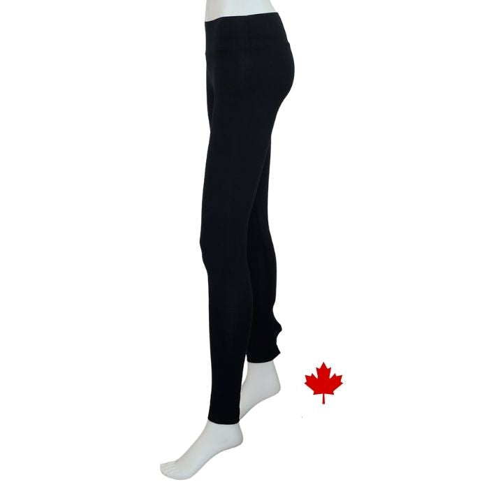 Olivia full length leggings black side view of leggings on mannequin