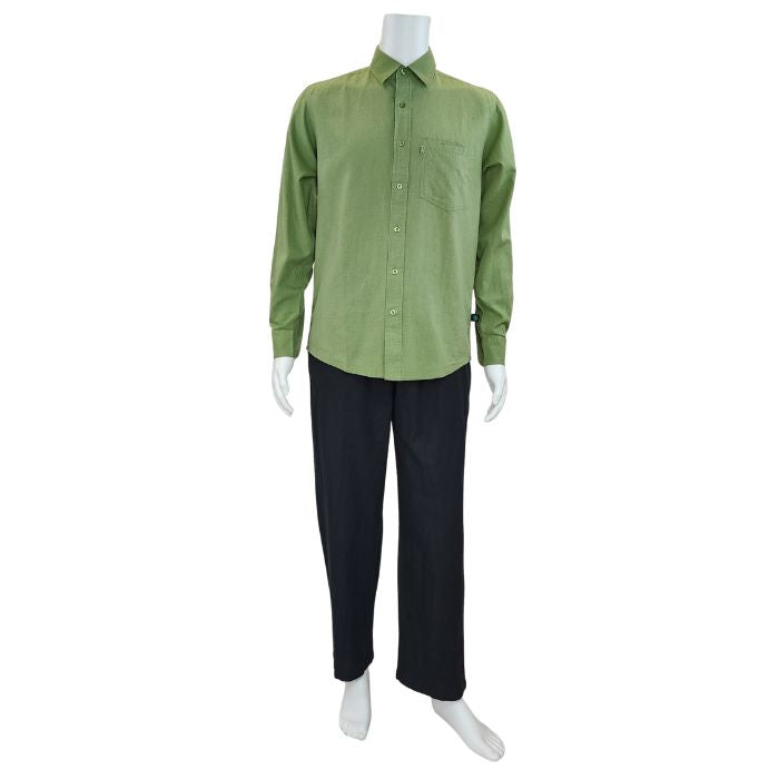 Ryan dress shirt celery green full body front view of mannequin