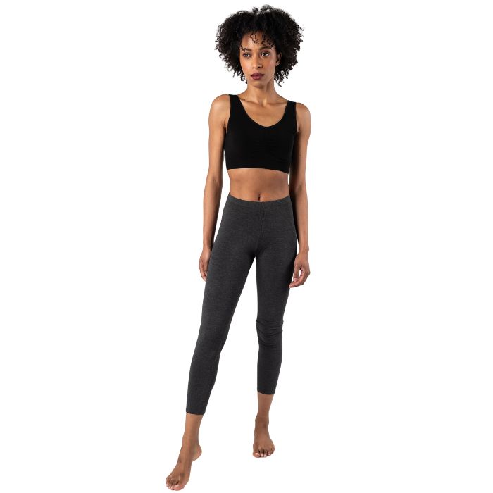 suri full length legging pant charcoal grey full body front view on model