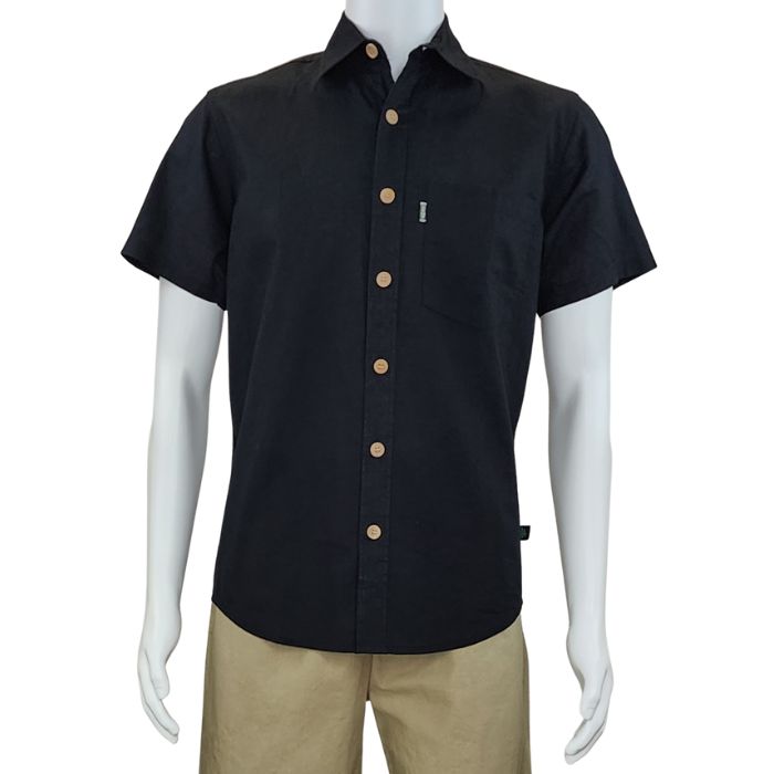 Will button up shirt black front view of top on mannequin