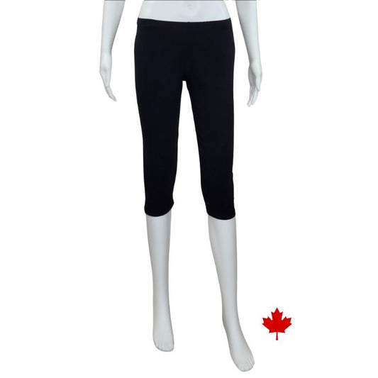 Elle 3/4 length leggings black front view of leggings on mannequin