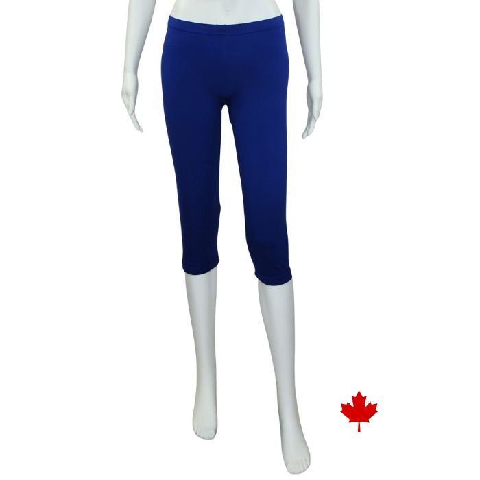 Elle 3/4 length leggings indigo blue front view of leggings on mannequin