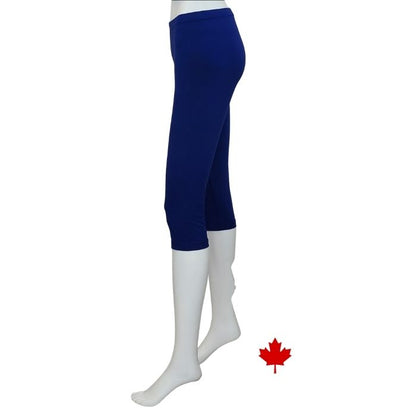 Elle 3/4 length leggings indigo blue side view of leggings on mannequin