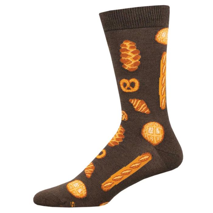 Bakers dozen sock brown sock with baked goods print