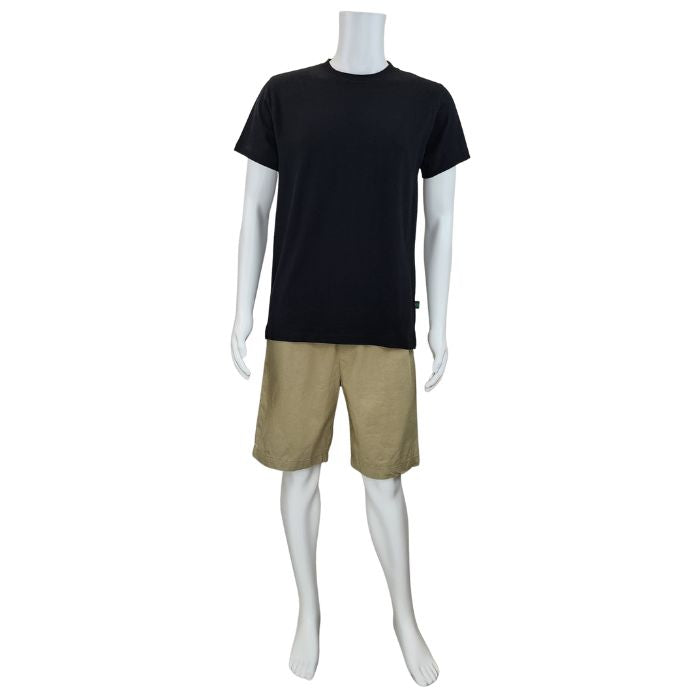 Charlie crew neck t-shirt black full body front view on mannequin