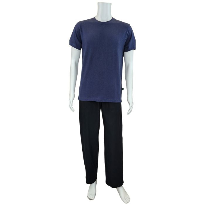 Charlie crew neck t-shirt blue full body front view on mannequin