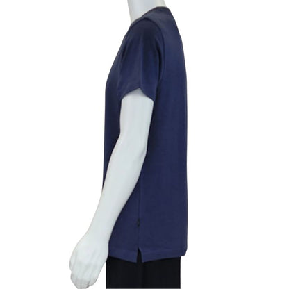 Charlie crew neck t-shirt blue side view of top on mannequin