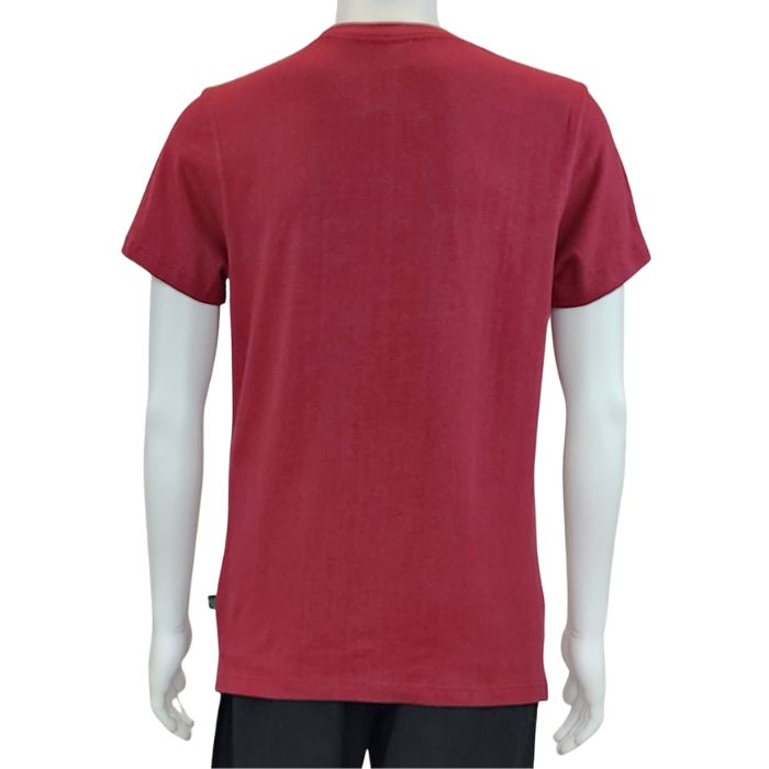 Charlie crew neck t-shirt burgundy red back view of top on mannequin