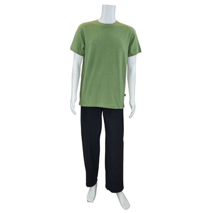 Charlie crew neck t-shirt celery green full body front view on mannequin
