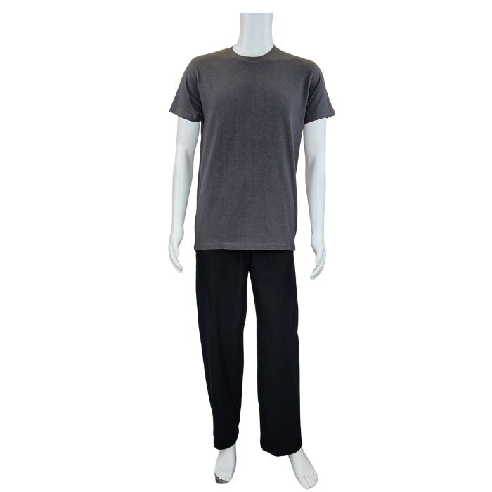 Charlie crew neck t-shirt charcoal grey full body front view on mannequin