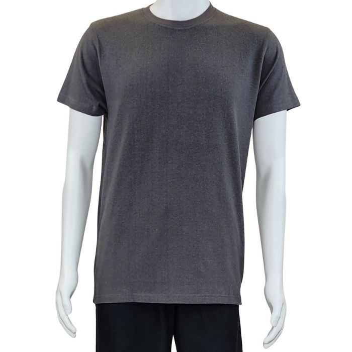 Charlie crew neck t-shirt charcoal grey front view of top on mannequin