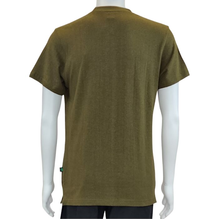 Charlie crew neck t-shirt olive green back view of top on mannequin