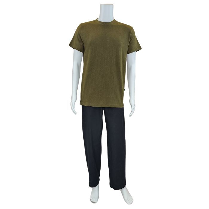 Charlie crew neck t-shirt olive green full body front view on mannequin