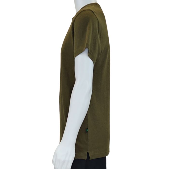 Charlie crew neck t-shirt olive green side view of top on mannequin