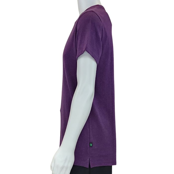 Charlie crew neck t-shirt plum purple side view of top on mannequin