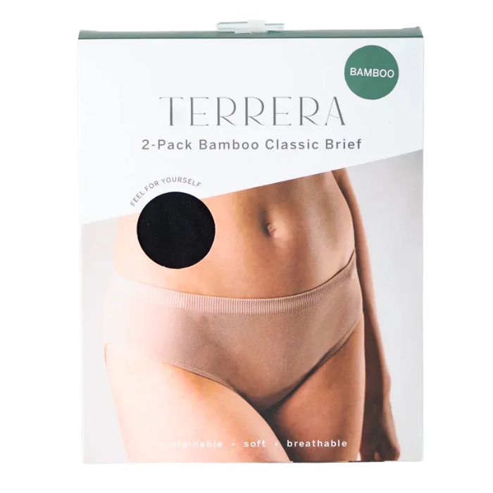 black classic cut panties package front view on white background