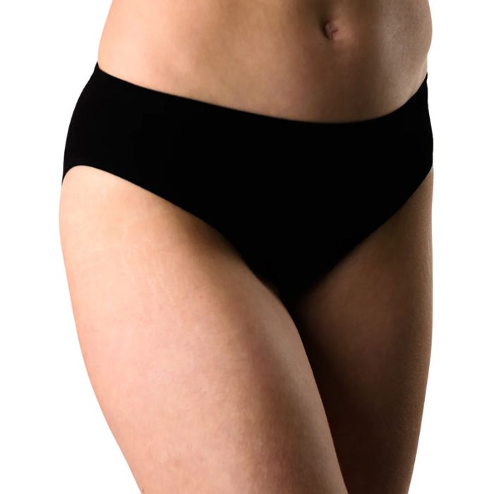 classic cut panty black mid section front view on model
