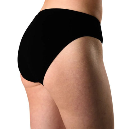 classic cut panty black mid section side view on model