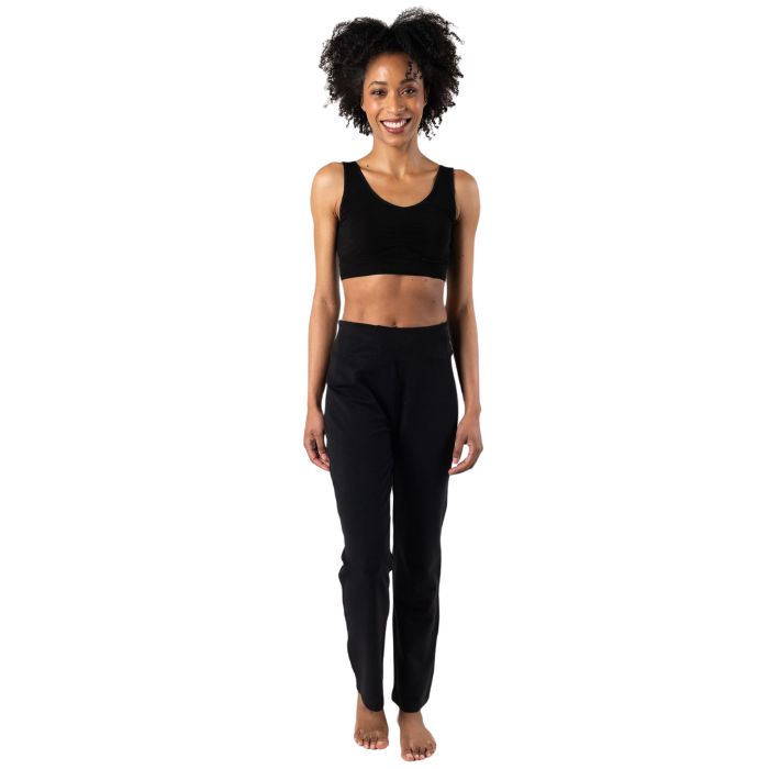 black emory pants full body front view on model
