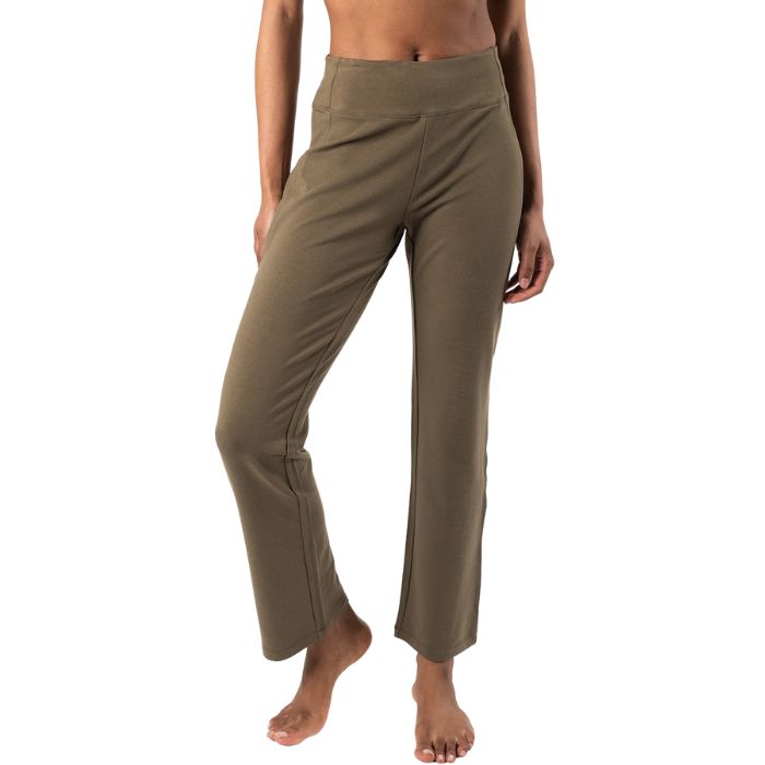 deep olive green emory pants front view bottoms on model