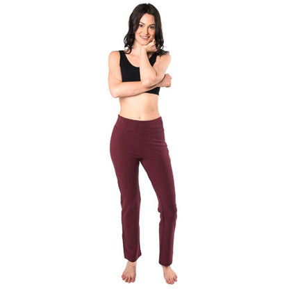 wine red emory pants full body front view on model