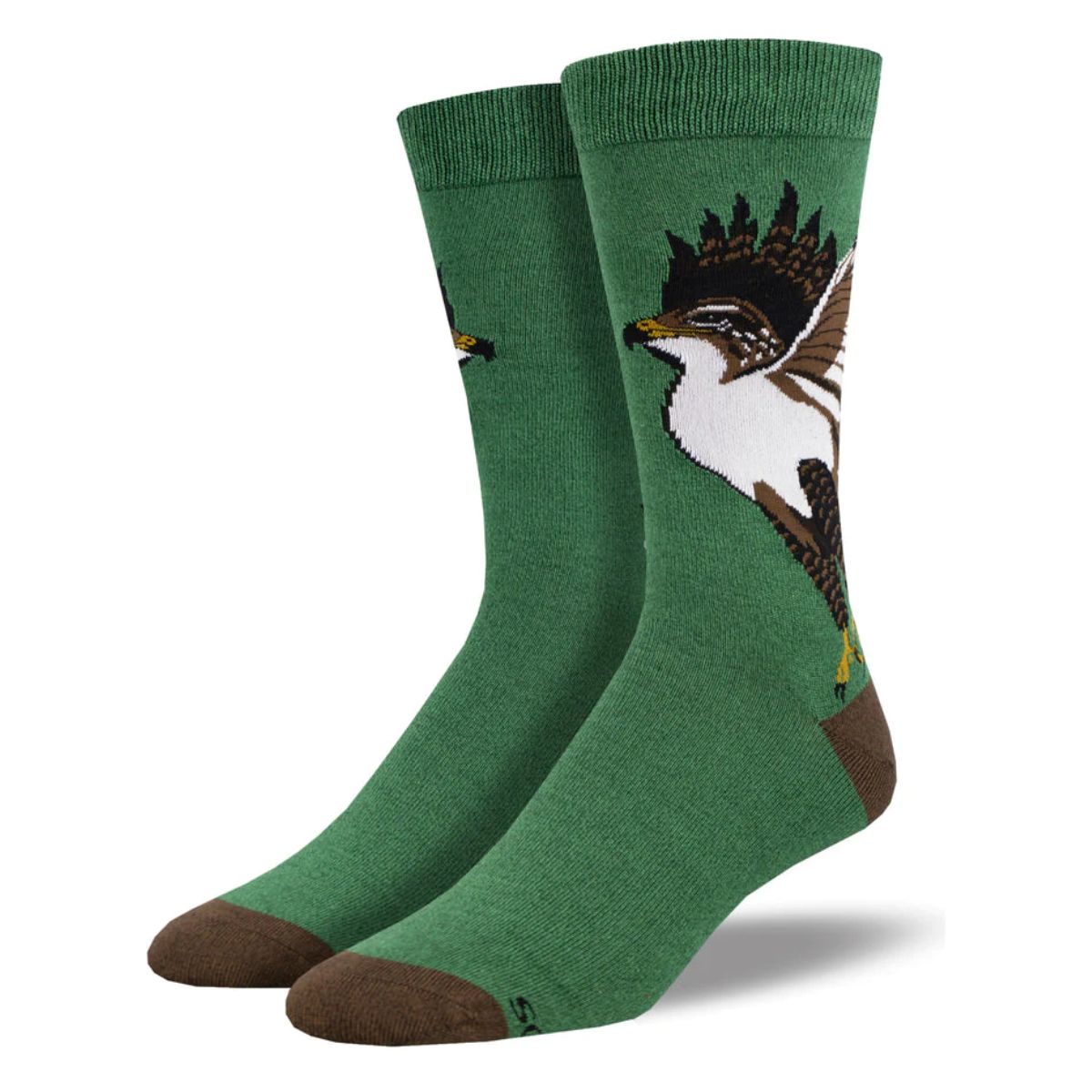hawk socks a pair of green crew socks with hawk print