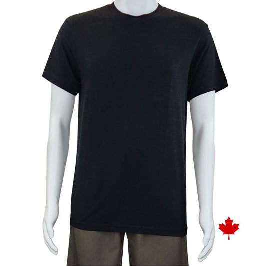 Lex crew neck t-shirt black front view of top on mannequin