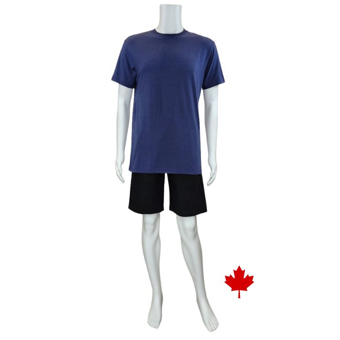 Lex crew neck t-shirt blue full body front view on mannequin