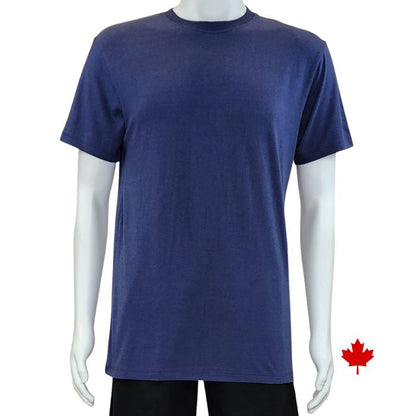 Lex crew neck t-shirt blue front view top only on mannequin