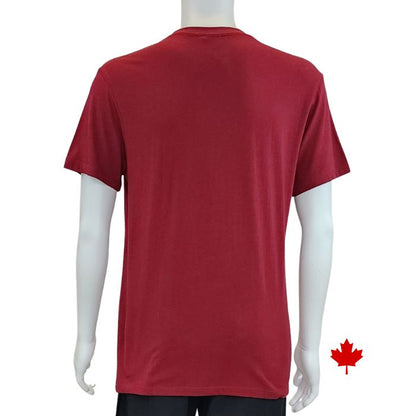 Lex crew neck t-shirt burgundy red back view top only on mannequin