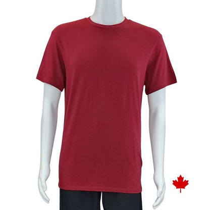Lex crew neck t-shirt burgundy red front view top only on mannequin